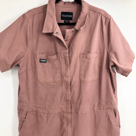 Wildfang The Essential Short Sleeve Coveralls Full Zip Unisex Mauve Coverall 2XL - Picture 6 of 12
